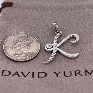 DAVID YURMAN Script Initial K Charm Enhancer Pendant 925 Silver Diamond